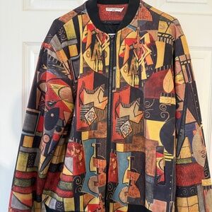 Magic & Deduce Abstract Print Bomber Jacket Size 3XL